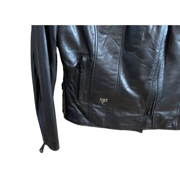 Harley Davidson Embroidered Women's Leather Motorcycle Jacket Black Size XS - Picture 4 of 9